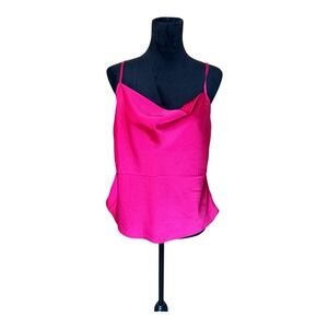 Express Cami Top Cowl Neck‎ Sleeveless Chain Back Party Hot Pink L